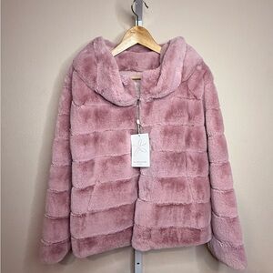 Gal Meets Glam Lana Mauve Faux Fur Jacket